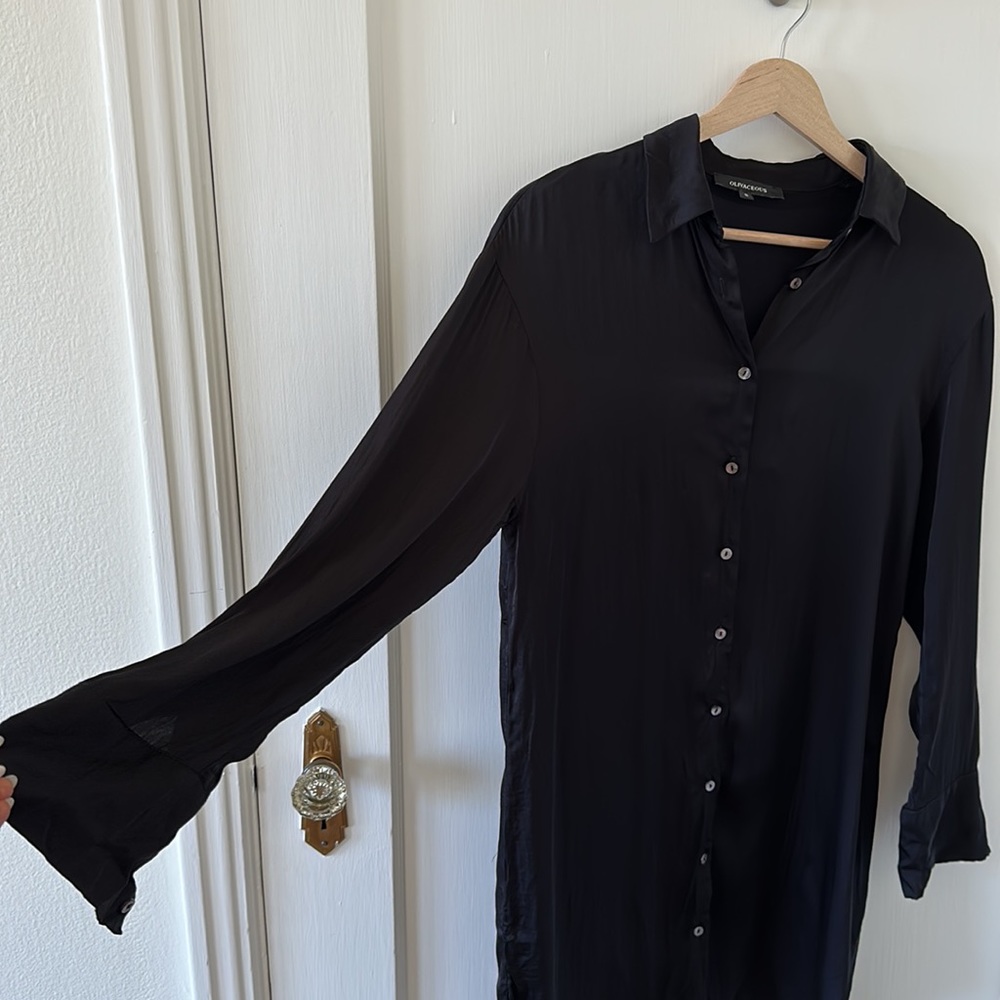 Black long sleeve silk dress